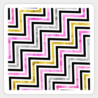 Abstract Chevron Pattern Pink Silver Gold Black Sticker